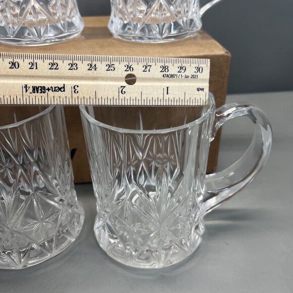 CRISTAL D'ARQUES DURAND Chantilly Taille Beaugency MUG Glass SET Coffee Set 4 - Picture 4 of 7